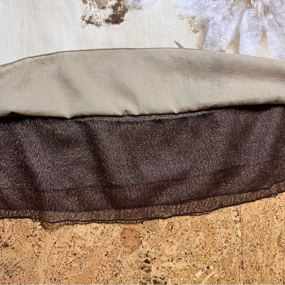 J Jill Floral Linen Cream Brown Ruffle Skirt Sz S - Picture 9 of 16